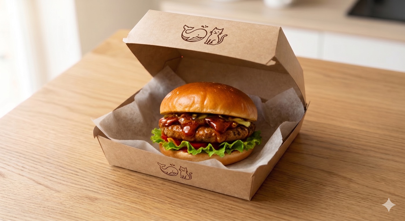 照りのあるソースをまとったでりやきバーガー